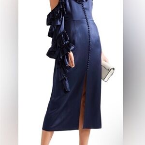 Magda Butrym Navy Long Sleeve Dress